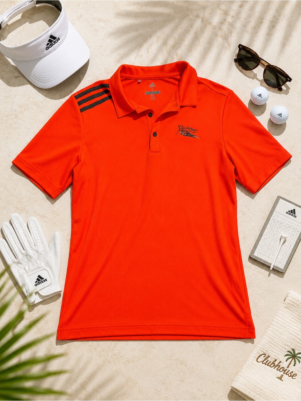 Adidas Golf Black Mesa Pro Shop Orange Polo Size S Like New